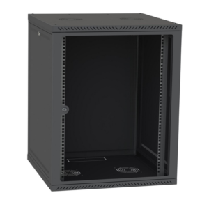 Шафа серверна СН 15 юнітів ширина 600 глибина 450 чорна двері скло чорного кольору