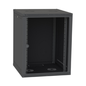 Шафа серверна СН 15 юнітів ширина 600 глибина 600 чорна двері скло чорного кольору